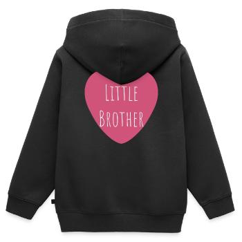 Kleiner Bruder | Rosa Herz - Kinder Premium Organic Zip Hoodie - Schwarz - Hinten - AI Model Kid Male (0cm)