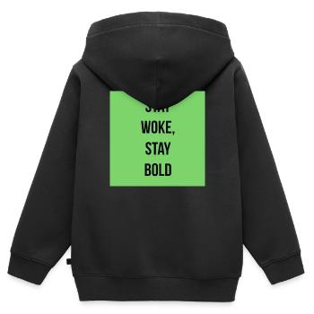 Stay woke stay bold - Kinder Premium Organic Zip Hoodie - Schwarz - Hinten - AI Model Kid Male (0cm)