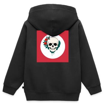 Flower Power - Kinder Premium Organic Zip Hoodie - Schwarz - Hinten - AI Model Kid Male (0cm)