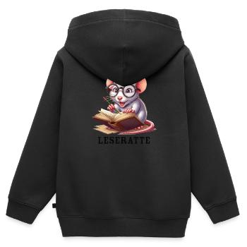 Leseratte - Kinder Premium Organic Zip Hoodie - Schwarz - Hinten - AI Model Kid Male (0cm)