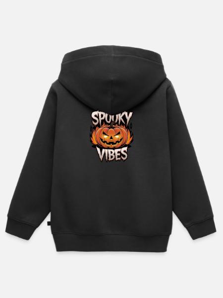 Gruselige Kürbislaterne – Spooky Vibes - Kinder Premium Organic Zip Hoodie - Schwarz