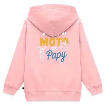 Moto de Papy - Petit imitateur - Sweat Premium à capuche zippé enfant bio - rose - Dos - AI Model Kid Female (0cm)