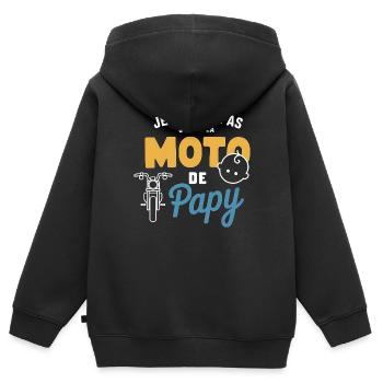 Moto de Papy - Petit imitateur - Sweat Premium à capuche zippé enfant bio - noir - Dos - AI Model Kid Male (0cm)