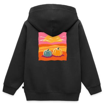 Kürbis - Kinder Premium Organic Zip Hoodie - Schwarz - Hinten - AI Model Kid Male (0cm)