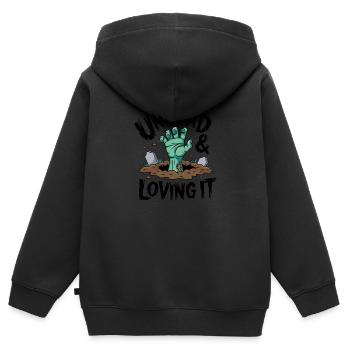 Zombie-Hand - Undead & Loving It - Kinder Premium Organic Zip Hoodie - Schwarz - Hinten - AI Model Kid Male (0cm)
