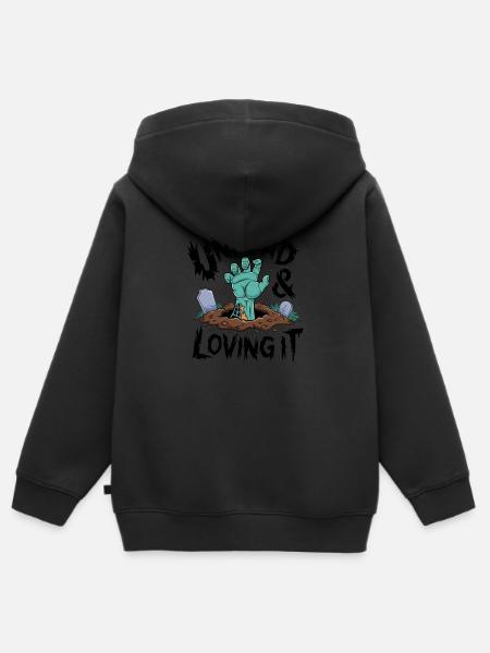 Zombie-Hand - Undead & Loving It - Kinder Premium Organic Zip Hoodie - Schwarz