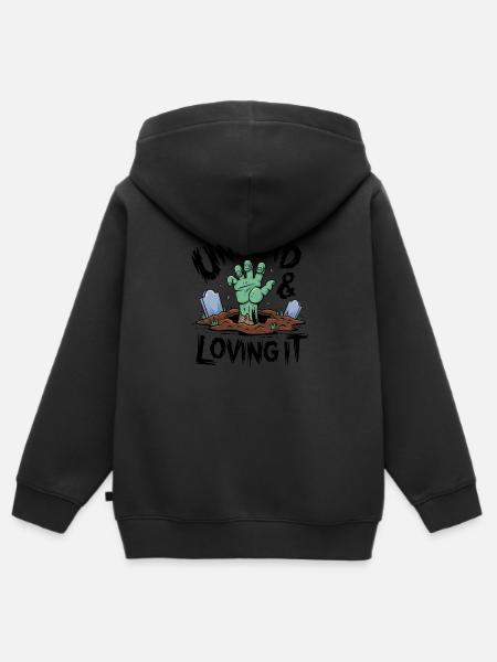 Zombie-Hand - Undead & Loving It - Kinder Premium Organic Zip Hoodie - Schwarz
