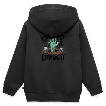 Zombie-Hand - Undead & Loving It - Kinder Premium Organic Zip Hoodie - Schwarz - Hinten - AI Model Kid Male (0cm)