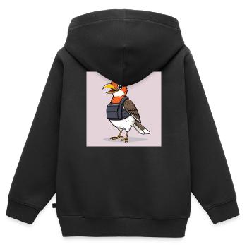 Birdie baddass - Sweat Premium à capuche zippé enfant bio - noir - Dos - AI Model Kid Male (0cm)