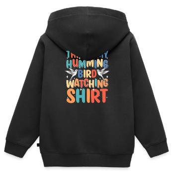 Kolibri Bunt Zauberei Lifestyle - Kinder Premium Organic Zip Hoodie - Schwarz - Hinten - AI Model Kid Male (0cm)