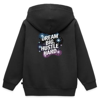 Rêver grand, se démener – Ciel nocturne - Sweat Premium à capuche zippé enfant bio - noir - Dos - AI Model Kid Male (0cm)