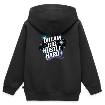 Rêver grand, se démener – Ciel nocturne - Sweat Premium à capuche zippé enfant bio - noir - Dos - AI Model Kid Male (0cm)