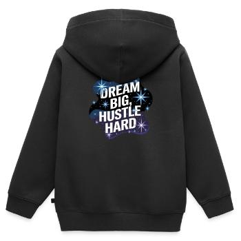 Rêver grand, se démener – Ciel nocturne - Sweat Premium à capuche zippé enfant bio - noir - Dos - AI Model Kid Male (0cm)