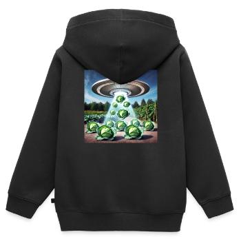 OVNI et Choux - Invasion Verte - Sweat Premium à capuche zippé enfant bio - noir - Dos - AI Model Kid Male (0cm)