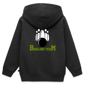 Équipe de bowling - Sweat Premium à capuche zippé enfant bio - noir - Dos - AI Model Kid Male (0cm)