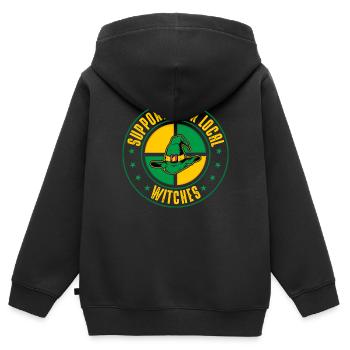 Sorcières - Sweat Premium à capuche zippé enfant bio - noir - Dos - AI Model Kid Male (0cm)