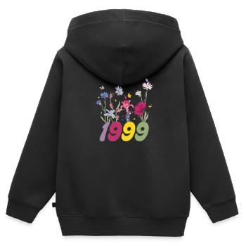 Geburtsjahr 1999 Wildblumen - Kinder Premium Organic Zip Hoodie - Schwarz - Hinten - AI Model Kid Male (0cm)
