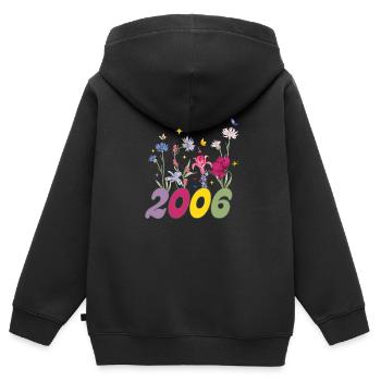 Geburtsjahr 2006 Wildblumen - Kinder Premium Organic Zip Hoodie - Schwarz - Hinten - AI Model Kid Male (0cm)