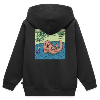 Best Friends Edition: The Otter 🦦 and the Duck 🦆 - Kids Premium Organic Zip-up Hoodie - black - Back - AI Model Kid Male (0cm)