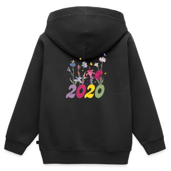 Geburtsjahr 2020 Wildblumen - Kinder Premium Organic Zip Hoodie - Schwarz - Hinten - AI Model Kid Male (0cm)