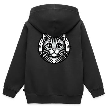 Domestic Cat Gifts - Kids Premium Organic Zip-up Hoodie - black - Back - AI Model Kid Male (0cm)