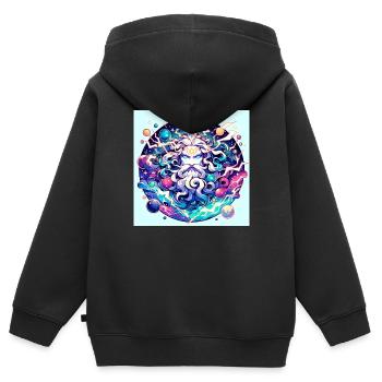 Zeus, le maître de la foudre - Sweat Premium à capuche zippé enfant bio - noir - Dos - AI Model Kid Male (0cm)