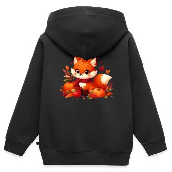 Fuchs Herbst 2 - Kinder Premium Organic Zip Hoodie - Schwarz - Hinten - AI Model Kid Male (0cm)