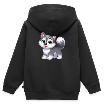 Wolf 12 - Kids Premium Organic Zip-up Hoodie - black - Back - AI Model Kid Male (0cm)