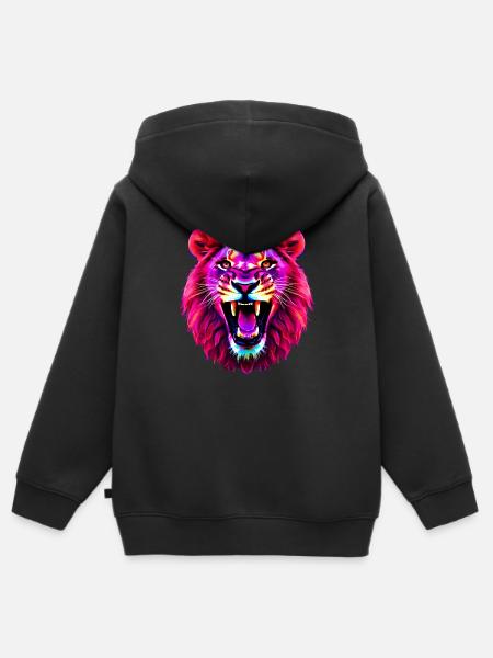 Löwe - Kinder Premium Organic Zip Hoodie - Schwarz
