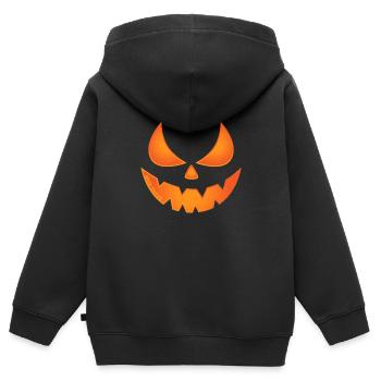 Gruseliger Kürbis - Kinder Premium Organic Zip Hoodie - Schwarz - Hinten - AI Model Kid Male (0cm)