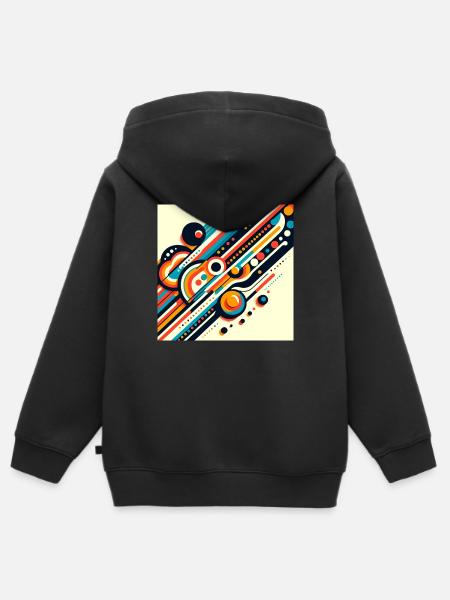 Diagonales Streifendesign - Kinder Premium Organic Zip Hoodie - Schwarz