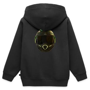 Schlanker futuristischer Helm - Kinder Premium Organic Zip Hoodie - Schwarz - Hinten - AI Model Kid Male (0cm)