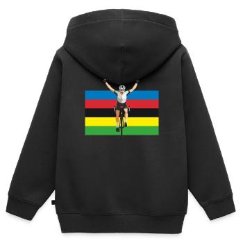 Vélo et cycliste - Sweat Premium à capuche zippé enfant bio - noir - Dos - AI Model Kid Male (0cm)
