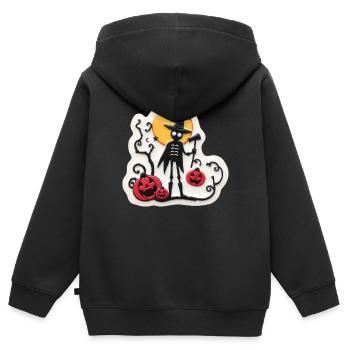 Halloween effrayant - Sweat Premium à capuche zippé enfant bio - noir - Dos - AI Model Kid Male (0cm)