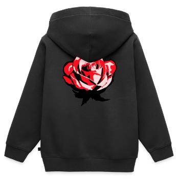 Hübsche Schöne Rose Blüte Blatt Röschen Romantisch - Kinder Premium Organic Zip Hoodie - Schwarz - Hinten - AI Model Kid Male (0cm)