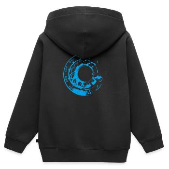 Retro Look - Blue - Kinder Premium Organic Zip Hoodie - Schwarz - Hinten - AI Model Kid Male (0cm)