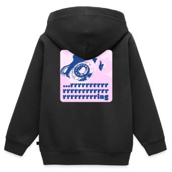 Retro Telefon - "Rrrrrrring" - Kinder Premium Organic Zip Hoodie - Schwarz - Hinten - AI Model Kid Male (0cm)