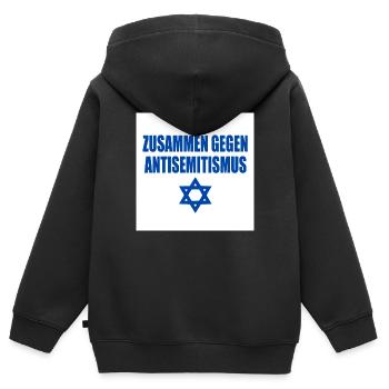 zusammen gegen antisemitismus - Kinder Premium Organic Zip Hoodie - Schwarz - Hinten - AI Model Kid Male (0cm)