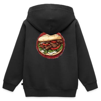 Kebab copieux avec des ingrédients frais - Sweat Premium à capuche zippé enfant bio - noir - Dos - AI Model Kid Male (0cm)