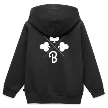 Buchstabe b Glücksklee - Kinder Premium Organic Zip Hoodie - Schwarz - Hinten - AI Model Kid Male (0cm)