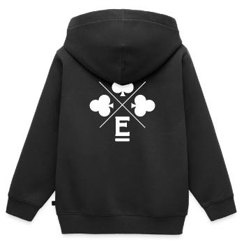 Buchstabe e Glücksklee - Kinder Premium Organic Zip Hoodie - Schwarz - Hinten - AI Model Kid Male (0cm)