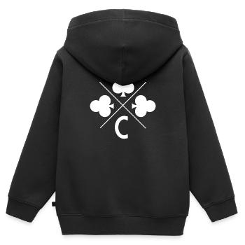 Buchstabe c Glücksklee - Kinder Premium Organic Zip Hoodie - Schwarz - Hinten - AI Model Kid Male (0cm)