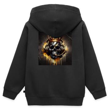 Gaming Schädel Marmor Gold Art - Kinder Premium Organic Zip Hoodie - Schwarz - Hinten - AI Model Kid Male (0cm)