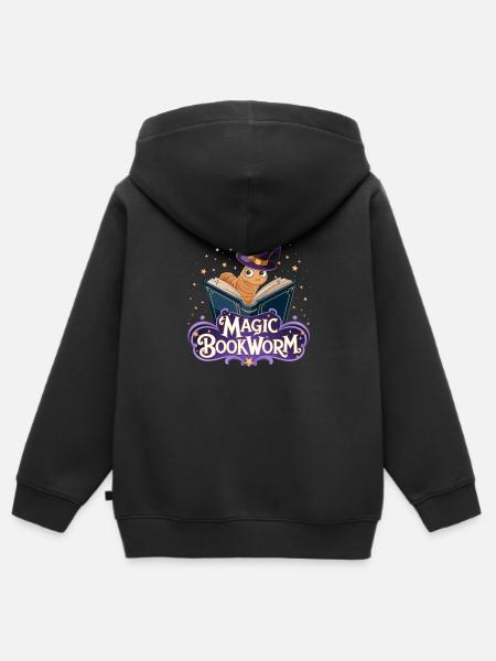 Magischer Bücherwurm - Kinder Premium Organic Zip Hoodie - Schwarz