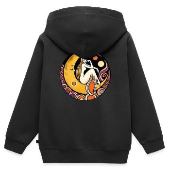 Déesse rétro de la lune - Sweat Premium à capuche zippé enfant bio - noir - Dos - AI Model Kid Male (0cm)