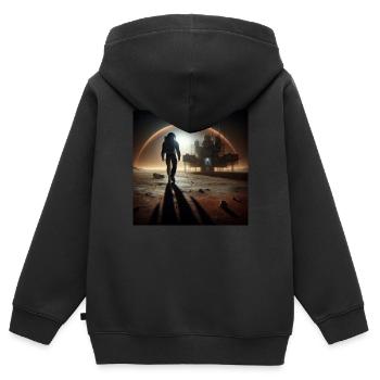 Einsamer Astronaut - Kinder Premium Organic Zip Hoodie - Schwarz - Hinten - AI Model Kid Male (0cm)
