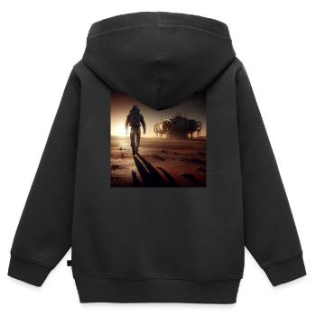Einsamer Astronaut - Kinder Premium Organic Zip Hoodie - Schwarz - Hinten - AI Model Kid Male (0cm)