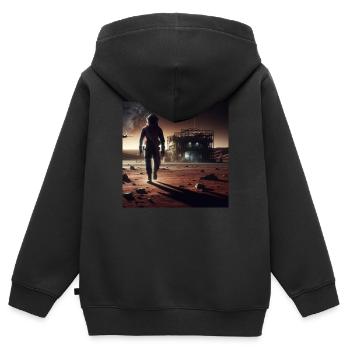 Einsamer Astronaut - Kinder Premium Organic Zip Hoodie - Schwarz - Hinten - AI Model Kid Male (0cm)