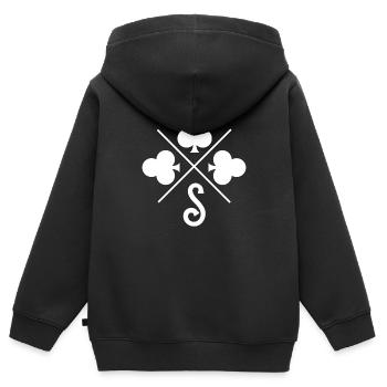 Glücksklee-Buchstabe - Kinder Premium Organic Zip Hoodie - Schwarz - Hinten - AI Model Kid Male (0cm)