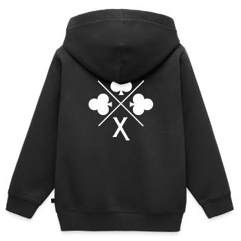 Glücksbuchstabe x Klee - Kinder Premium Organic Zip Hoodie - Schwarz - Hinten - AI Model Kid Male (0cm)